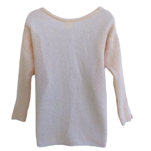 MoHaiR ALPaCa Blend Sezane Sweater Crew Blush Pink Buttons Down Arm Italy M - Picture 4 of 12